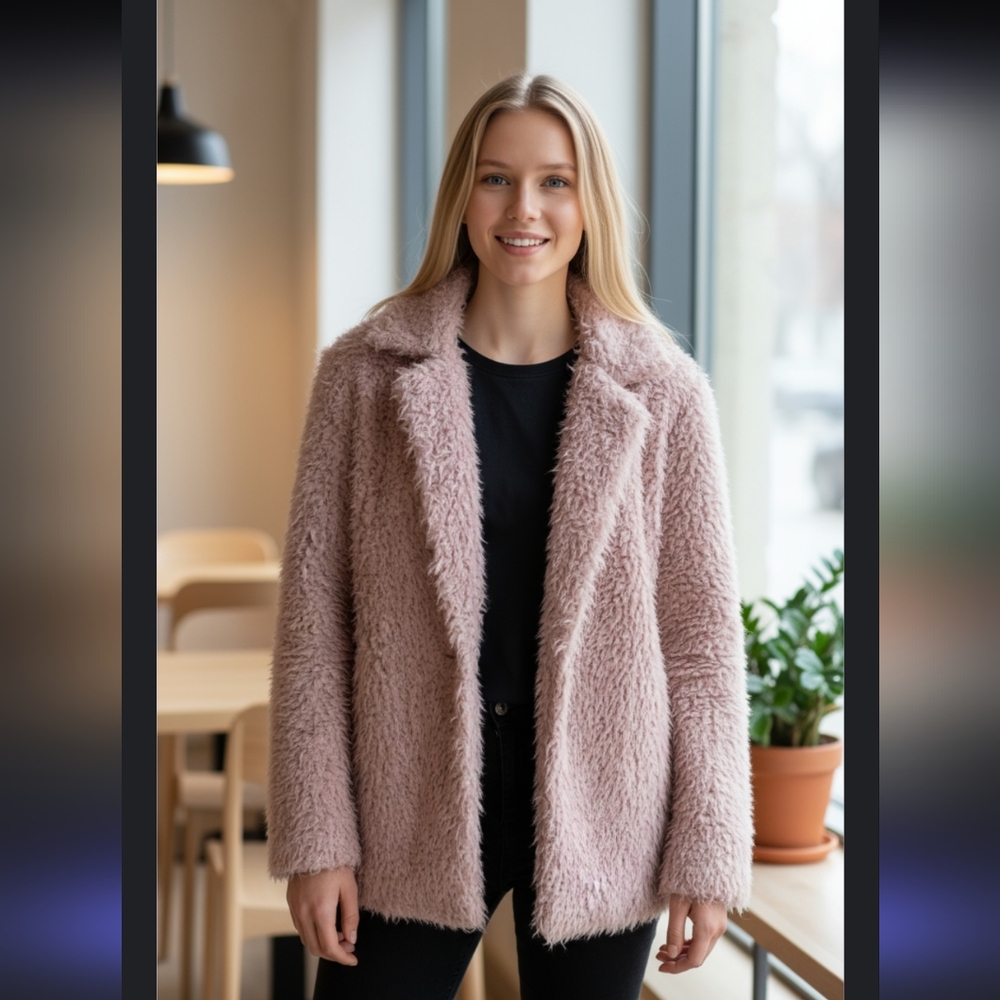 Bershka Women's Teddy Jacket in Soft Lavender